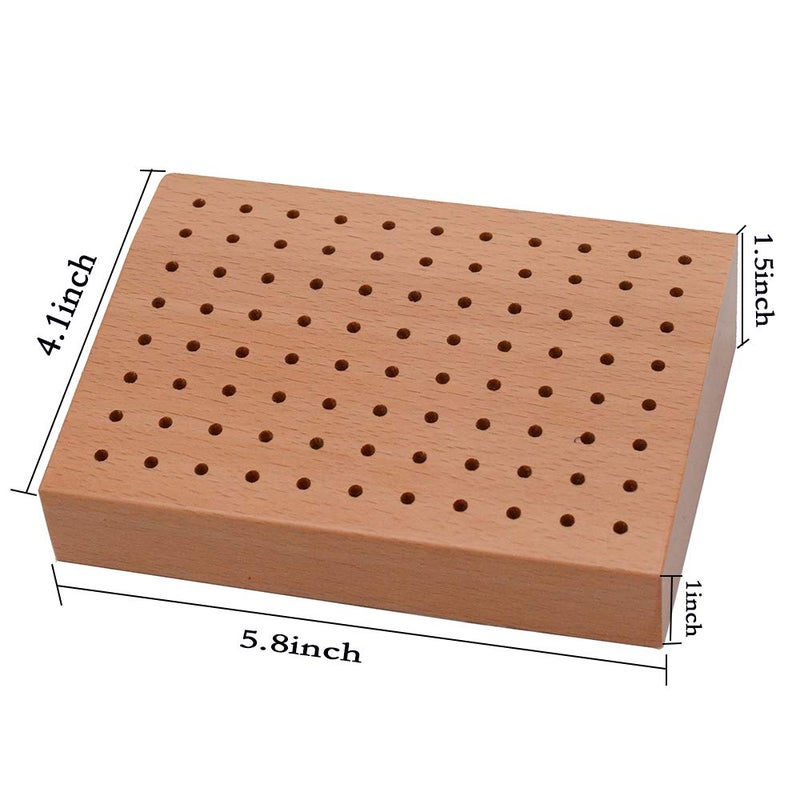 MoMo_moom Wooden Bur Stand Holder, Rotary tool bit holder Organizer, Tools Storage Handy Block With 88 Holes, 5-4/5 by 4 Inches - Image 3